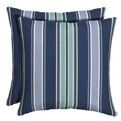 New Kirklands Home Sapphire Stripe Outdoor Pillows, Set of 2