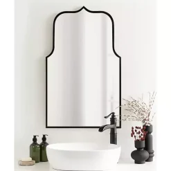 Kirklands Home Satin Arched Scallop Wall Mirror Black