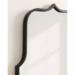 Kirklands Home Satin Arched Scallop Wall Mirror Black