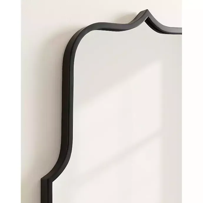 Kirklands Home Satin Arched Scallop Wall Mirror Black