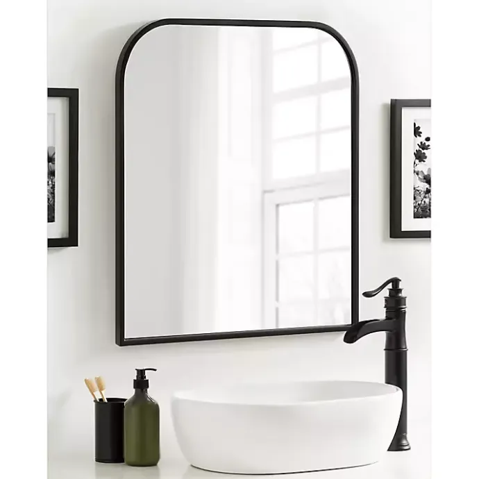 Discount Kirklands Home Satin Wide Arch Wall Mirror Black