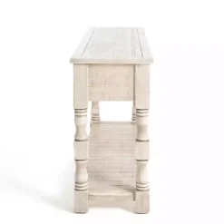 Discount Kirklands Home Savannah Cream Distressed Console Table Ivory