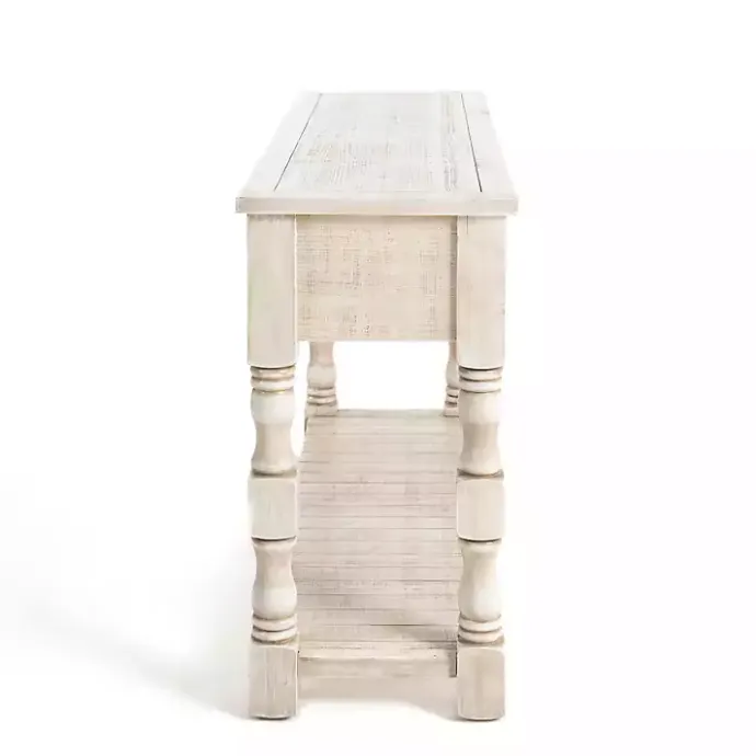 Discount Kirklands Home Savannah Cream Distressed Console Table Ivory
