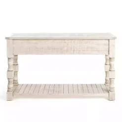 Discount Kirklands Home Savannah Cream Distressed Console Table Ivory