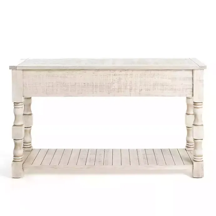 Discount Kirklands Home Savannah Cream Distressed Console Table Ivory