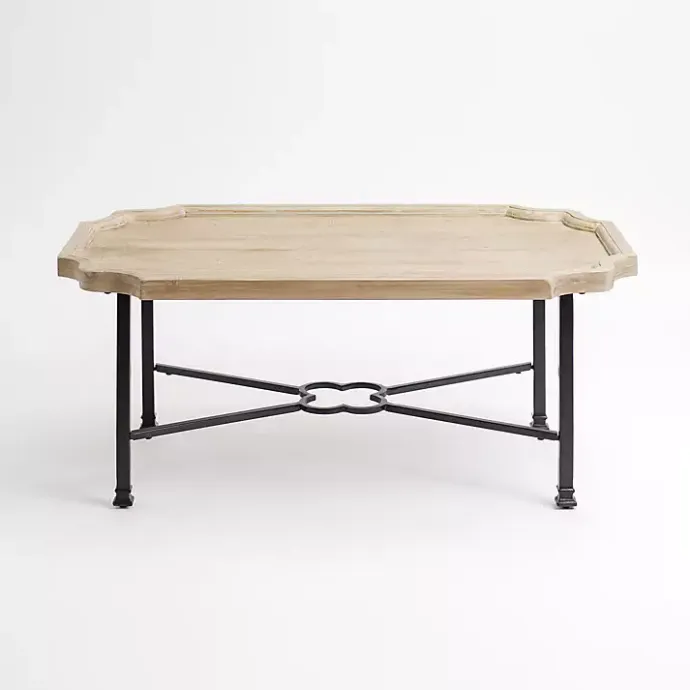 Clearance Kirklands Home Scalloped Wood and Metal Coffee Table Black