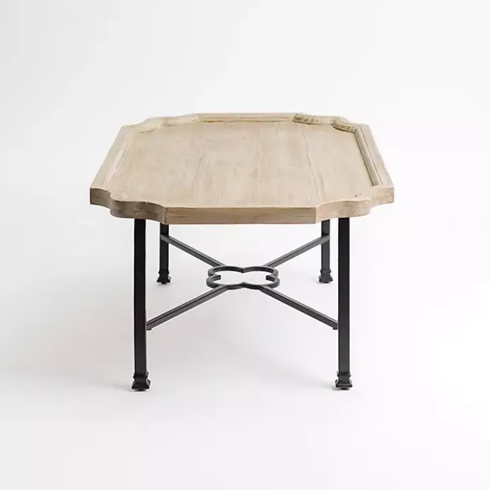 Clearance Kirklands Home Scalloped Wood and Metal Coffee Table Black