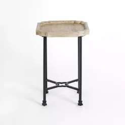 Clearance Kirklands Home Scalloped Wood and Metal Accent Table