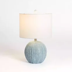 Outlet Kirklands Home Sea Blue Round Textured Table Lamp White