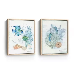 New Kirklands Home Sea Whispers Framed Canvas Art Prints, Set of 2 Blue