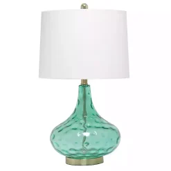 Sale Kirklands Home Seafoam Dimpled Glass Teardrop Table Lamp Blue
