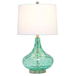 Sale Kirklands Home Seafoam Dimpled Glass Teardrop Table Lamp Blue