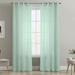 Discount Kirklands Home Seafoam Boucle Sheer Curtain Panel, 108 in. Green