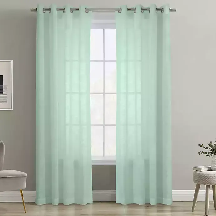 Discount Kirklands Home Seafoam Boucle Sheer Curtain Panel, 108 in. Green