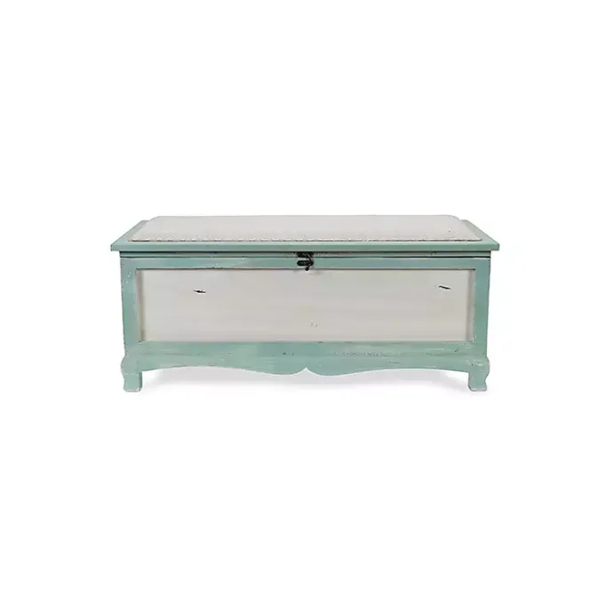 Discount Kirklands Home Seafoam Shabby Chic Storage Bench Green