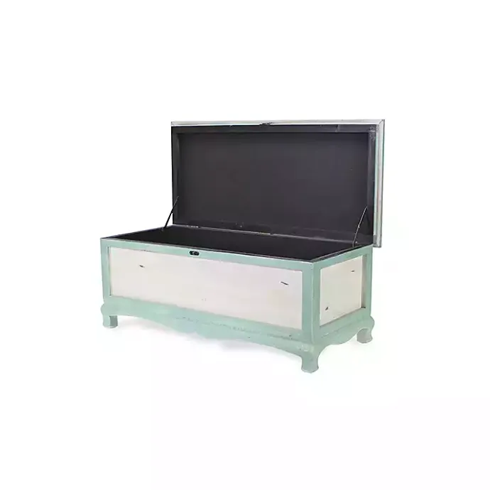 Discount Kirklands Home Seafoam Shabby Chic Storage Bench Green