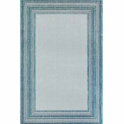 Online Kirklands Home Seaglass Lined Frame Outdoor Area Rug, 6x9 Blue