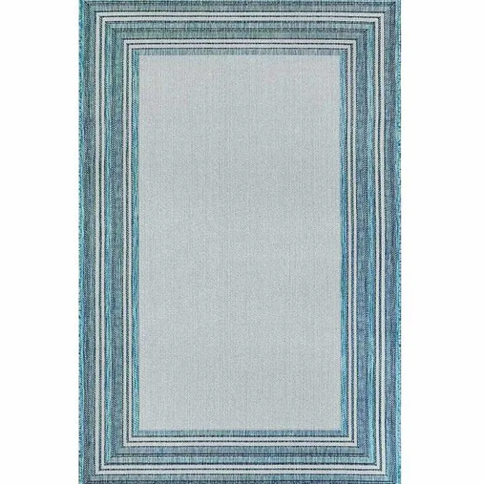 Online Kirklands Home Seaglass Lined Frame Outdoor Area Rug, 6x9 Blue