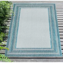 Online Kirklands Home Seaglass Lined Frame Outdoor Area Rug, 6x9 Blue