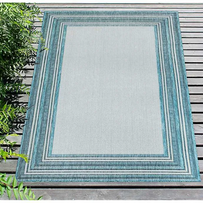 Online Kirklands Home Seaglass Lined Frame Outdoor Area Rug, 6x9 Blue