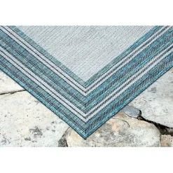 Online Kirklands Home Seaglass Lined Frame Outdoor Area Rug, 6x9 Blue