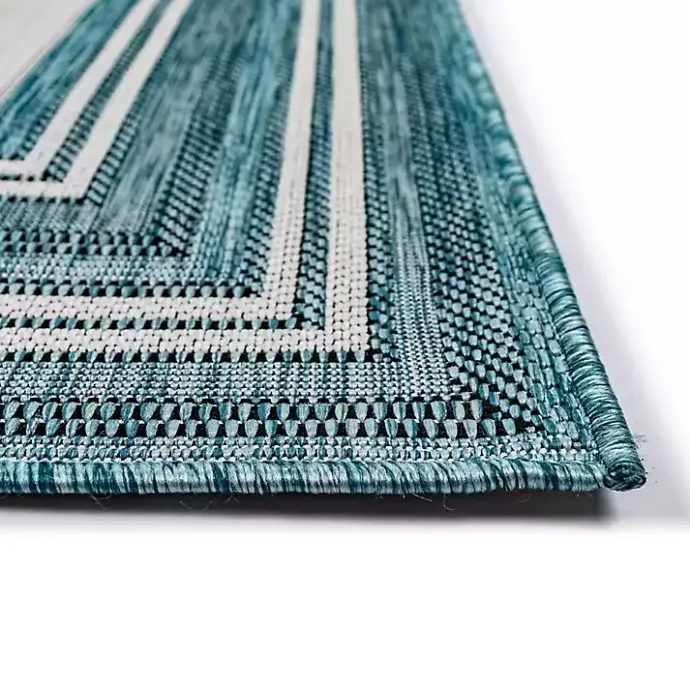Online Kirklands Home Seaglass Lined Frame Outdoor Area Rug, 6x9 Blue