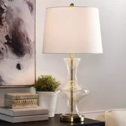 Outlet Kirklands Home Seeded Glass and Gold Table Lamp White