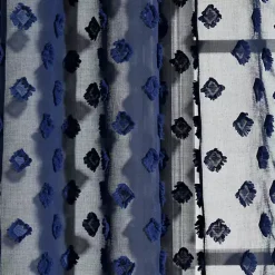 Outlet Kirklands Home Sheer Navy Dotted Curtain Panel Set, 84 in. Blue