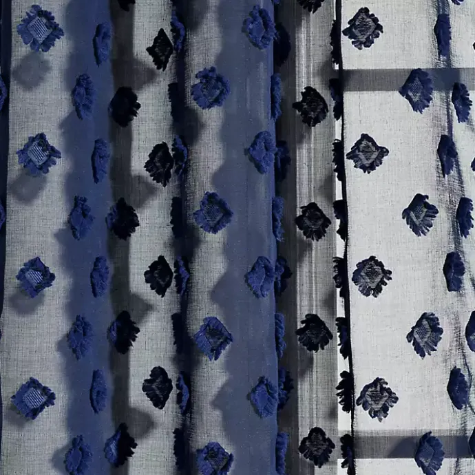 Outlet Kirklands Home Sheer Navy Dotted Curtain Panel Set, 84 in. Blue