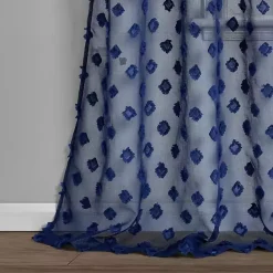 Outlet Kirklands Home Sheer Navy Dotted Curtain Panel Set, 84 in. Blue
