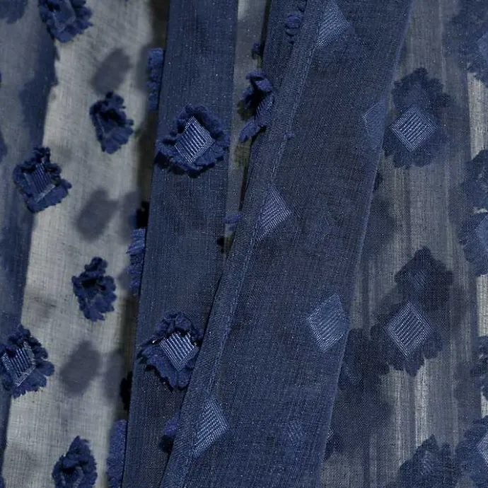 Outlet Kirklands Home Sheer Navy Dotted Curtain Panel Set, 84 in. Blue