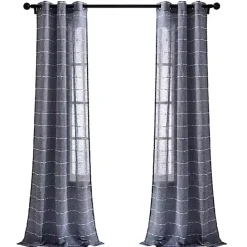 Hot Kirklands Home Sheer Navy Striped Curtain Panel Set, 95 in. Blue