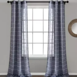 Hot Kirklands Home Sheer Navy Striped Curtain Panel Set, 95 in. Blue