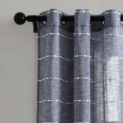Online Kirklands Home Sheer Navy Textured Curtain Panel Set, 84 in. Blue