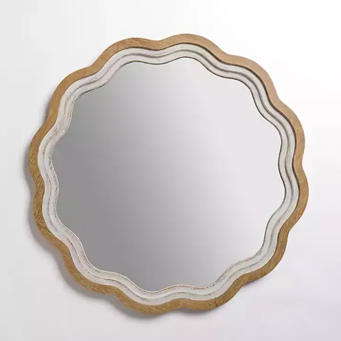 Kirklands Home Shelby Natural Wood Scalloped Wall Mirror