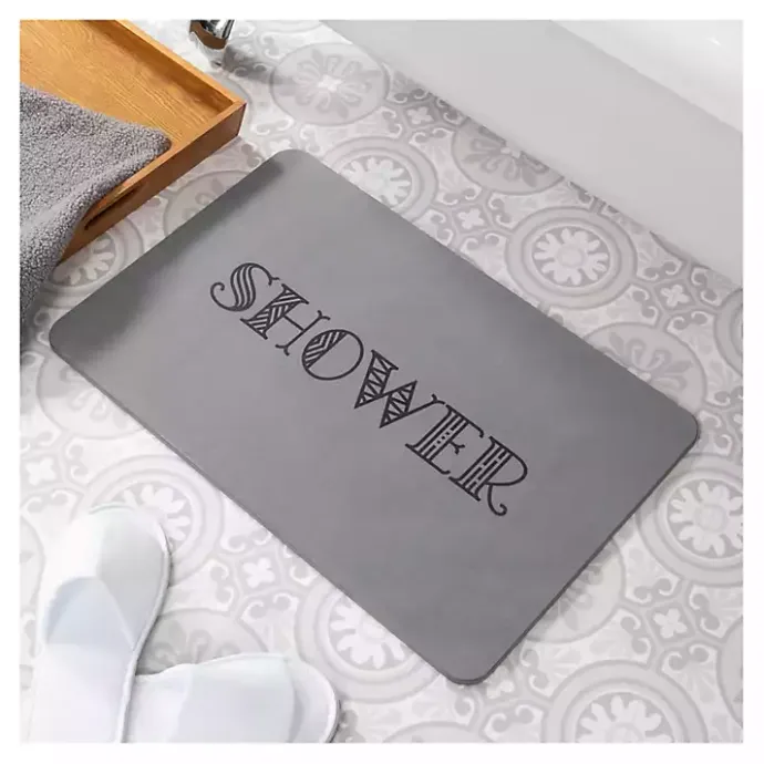Hot Kirklands Home Shower Stone Bath Mat Gray