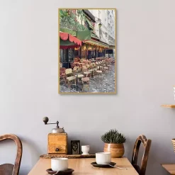 Hot Kirklands Home Sidewalk Cafe Framed Canvas Art Print
