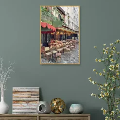 Hot Kirklands Home Sidewalk Cafe Framed Canvas Art Print