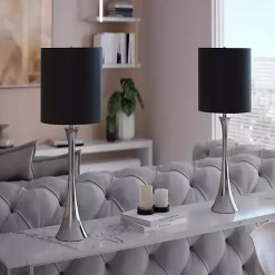 Kirklands Home Silver and Tapered Table Lamps, Set of 2 Black