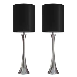 Kirklands Home Silver and Tapered Table Lamps, Set of 2 Black