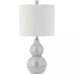 Hot Kirklands Home Silver and Chrome Textured Table Lamp White