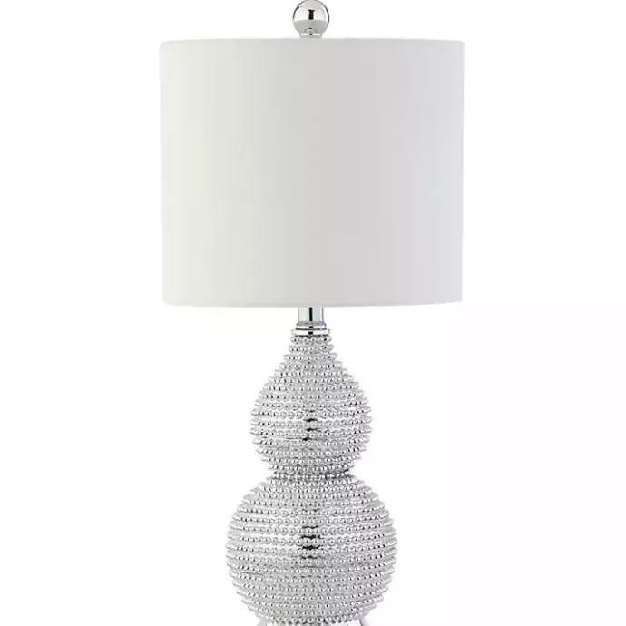 Hot Kirklands Home Silver and Chrome Textured Table Lamp White