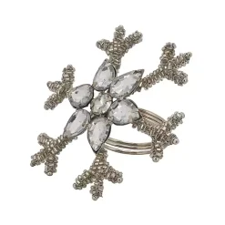 Online Kirklands Home Beaded Snowflake Napkin Rings, Set of 4 Silver