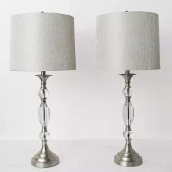 Hot Kirklands Home Silver Crystal Table Lamp, Set of 2 White