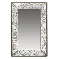 Best Kirklands Home Silver Floral Rectangle Wood Wall Mirror