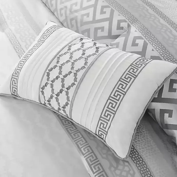 Sale Kirklands Home Silver Geometric Stripes 7-pc. Queen Comforter Set