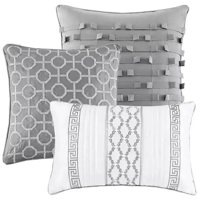 Sale Kirklands Home Silver Geometric Stripes 7-pc. Queen Comforter Set