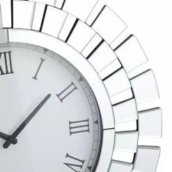 Discount Kirklands Home Silver Glass Mirror Abstract Wall Clock