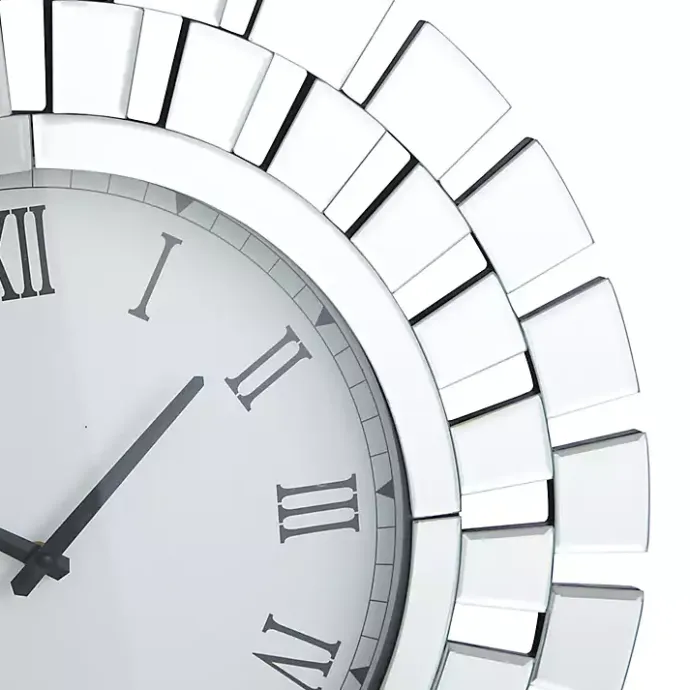 Discount Kirklands Home Silver Glass Mirror Abstract Wall Clock