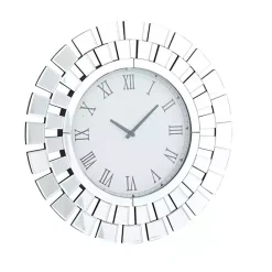 Discount Kirklands Home Silver Glass Mirror Abstract Wall Clock